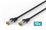 Digitus Cat 6a S/Ftp Outdoor-Cable De Red, Pe, 10 Unidades, 10 M, Cat6a, S/Ftp (S-Stp), Rj-45, Rj-45, Negro
