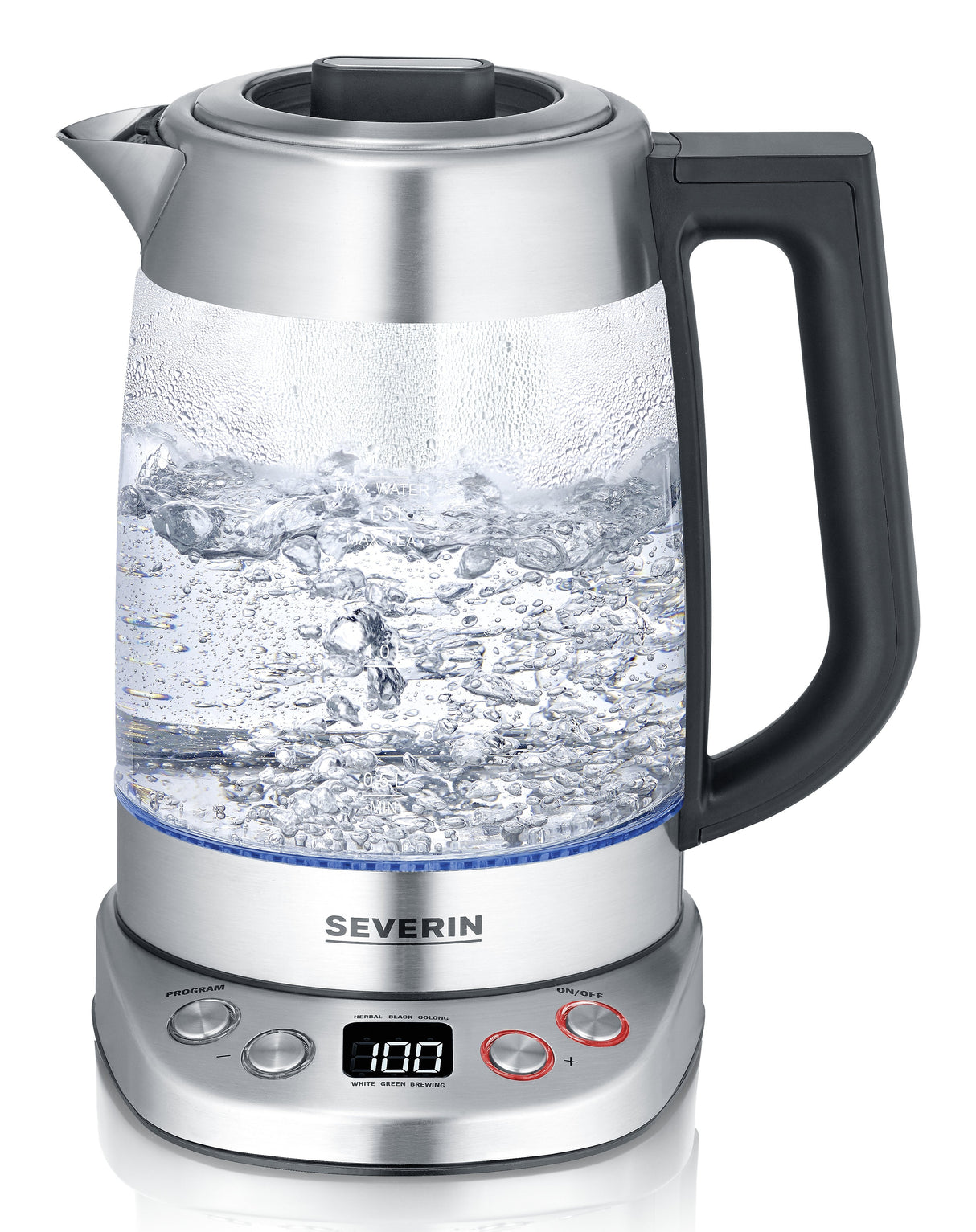 Tetera De Cristal Severin Deluxe Wk 3480 Acero Inoxidable/Transparente, 1,7 Litros 4008146045196