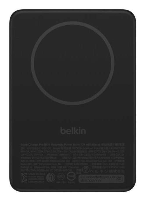 Belkin Boostcharge Slim 15w Qi2 Magn.Pb Schw.10000mah Bpd016hqbk