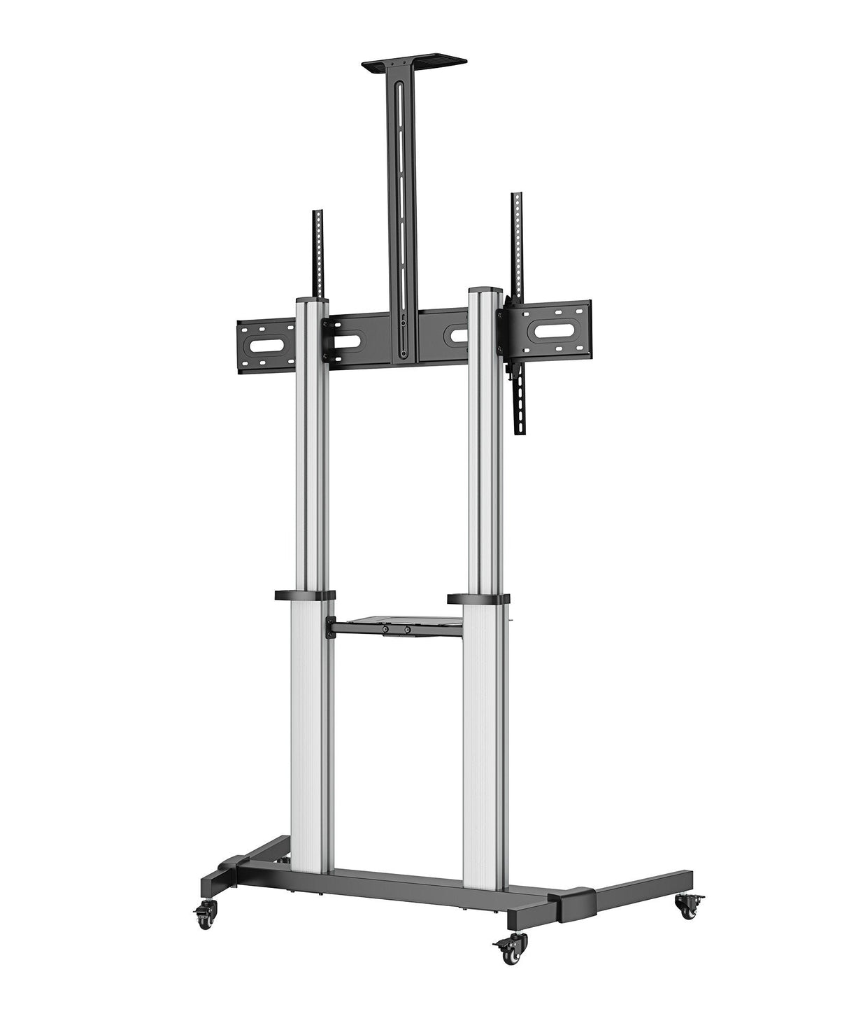 Manhattan 462563 Tv-Wagen 60-100" 80kg Vesa 1000x600 Neigbar Kamera- Av-Ablage Rollen Silver Black
