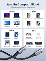 Ugreen 70427 Cable Usb 1 M Usb 2.0 Usb C Negro, Plata