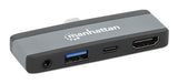Manhattan 190404 Base Para Portátil Y Replicador De Puertos Alámbrico Usb 3.2 Gen 2 (3.1 Gen 2) Type-C Gris