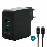 Mobilis Charger 100w 2usb C 1usba Gan Cable 100w Portátil, Smartphone, Tableta Negro Corriente Alterna Interior
