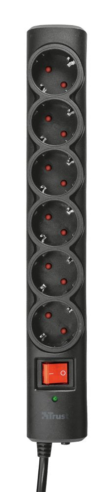 Regleta Con Interruptor Trust 21059 6 Tomas De Corriente Cable 1.8m Negra