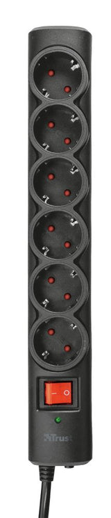 Regleta Con Interruptor Trust 21059 6 Tomas De Corriente Cable 1.8m Negra