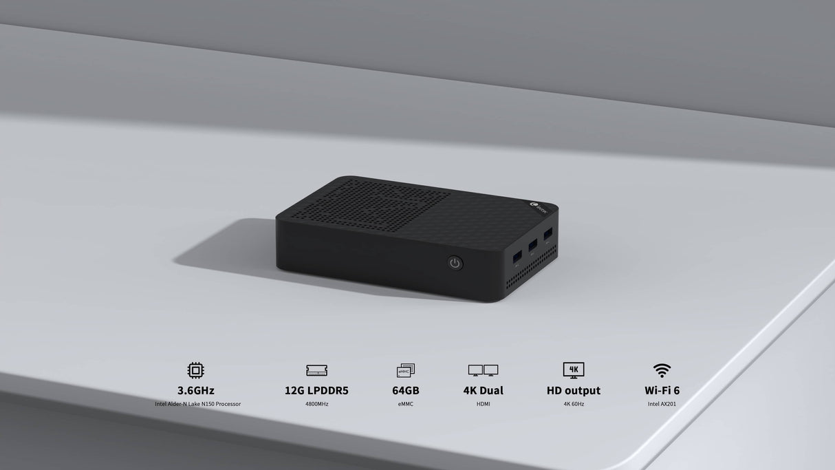 Mini Pc Leotec Nas Server Intel N150 12gb Lpddr5 + 64gb Emmc + 512gb Nvme + 3x22