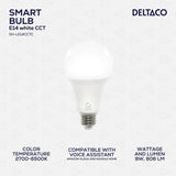 Deltaco Smart Home Sh-Le27cctc Led Bulb, E27, 9w, Wifi, Adjustable, 2700k-6500k