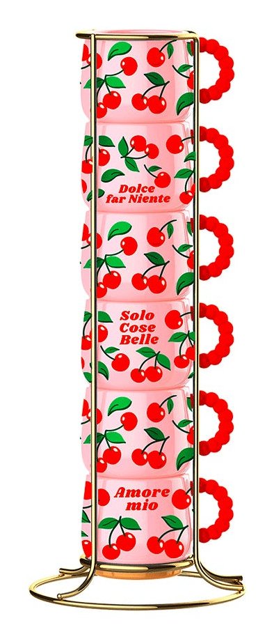 Set 6 Tassen Con Metal Gestell Mercato Della Frutta
