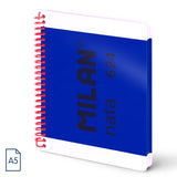 Milan Cuaderno Espiral A5 80h 95gr 5x5mm Tapa Dura Colección Nata® 624 Since 1918 Azul