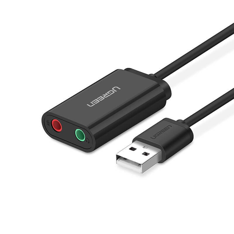 Adaptador De Sonido Estéreo Externo Ugreen Usb-A A 3,5 Mm Negro 15 Cm
