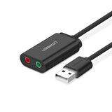 Adaptador De Sonido Estéreo Externo Ugreen Usb-A A 3,5 Mm Negro 15 Cm