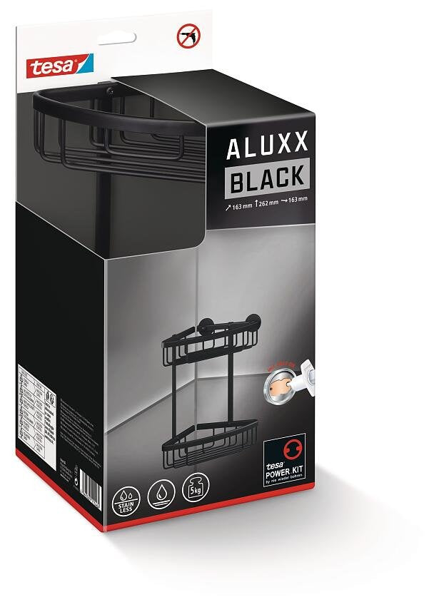 Tesa Aluxx Black Aluminio Montado En Pared Dispensador De Ducha