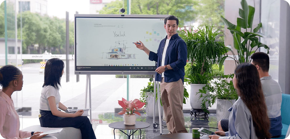 Yealink Meetingboard Panel Plano Interactivo 165,1 Cm (65") Led Wifi 4k Ultra Hd Negro Pantalla Táctil Procesador Incorporado Android 10