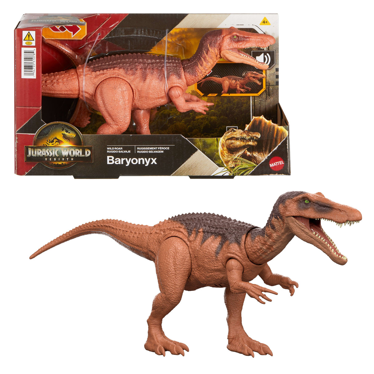 Figura  Mattel Jurassic World Wild Roar Baryonyx, Personaje Jgc79