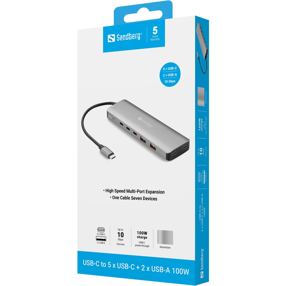 Usb-C To 5 X Usb-C + 2 X  Usb-A 100w