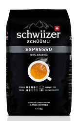 Schwiizer Schüümli Espresso, 100% Arabica Coffee Beans, Mrong Intense, Ideal For Fully Automatic Machines, Mrength 4 5, Medium Roam, Rainforem Alliance, 1 Kg