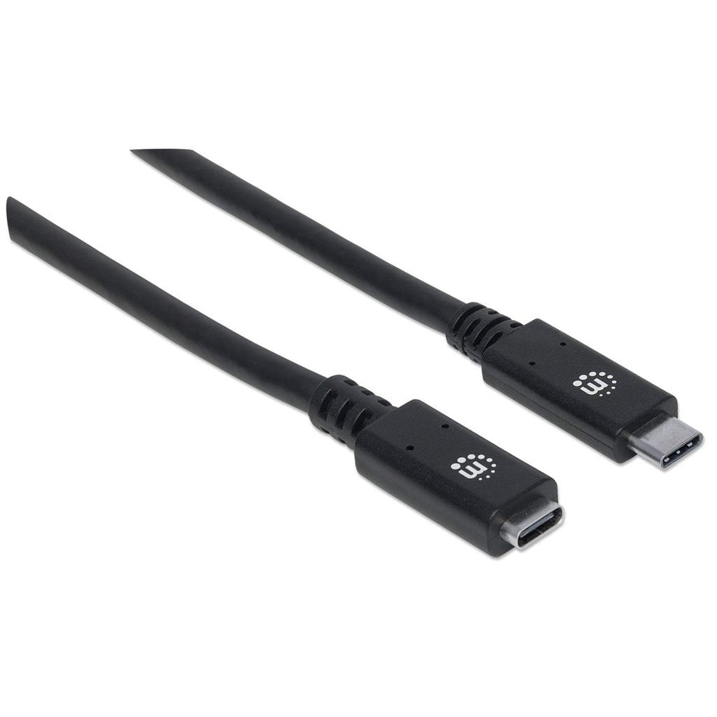 Manhattan Cable De Extensión Usb Tipo C Usb 3.2 Gen 2, Tipo C Macho A Tipo C Hembra, 10 Gbps, 5 A, 50 Cm Negro