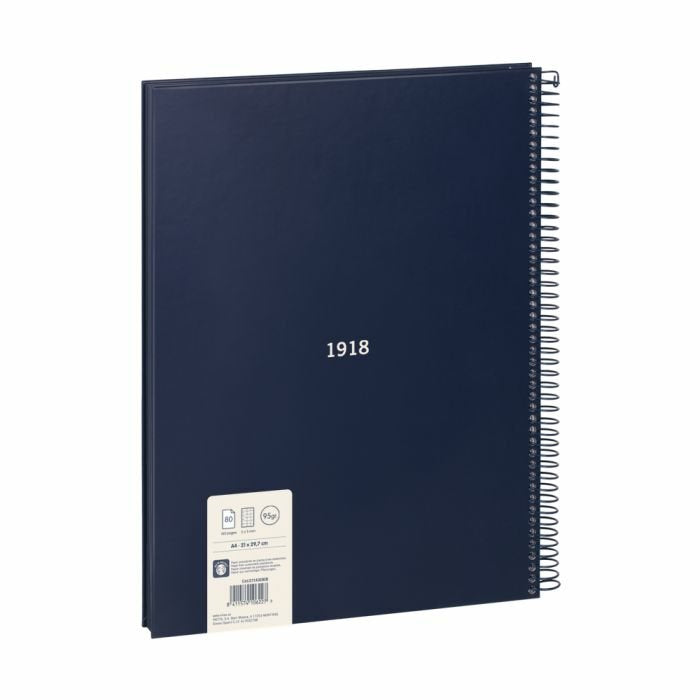 Milan Cuaderno Espiral Formato A4 Cuadricula 5x5mm - 80 Hojas De 95 Gr/M2 - Microperforado, 4 Taladros - Color Azul