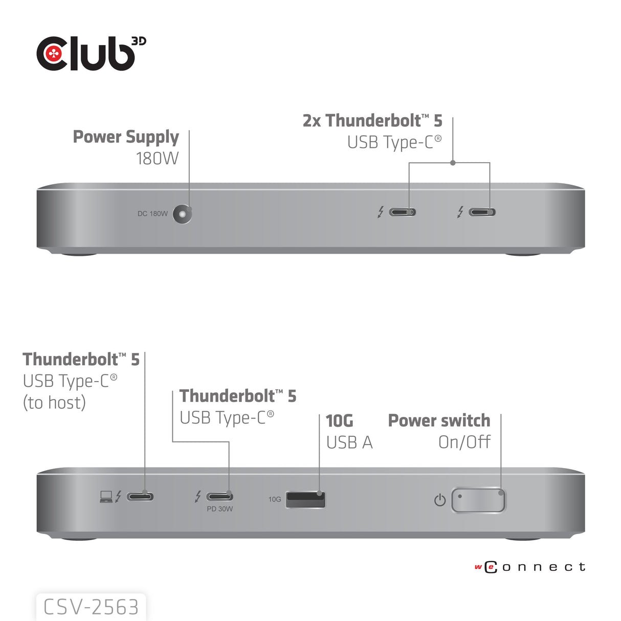 EAN 8719214473495 - CLUB3D CSV-2563 hub de interfaz Thunderbolt 5 120000 Mbit/s Plata imagen 8