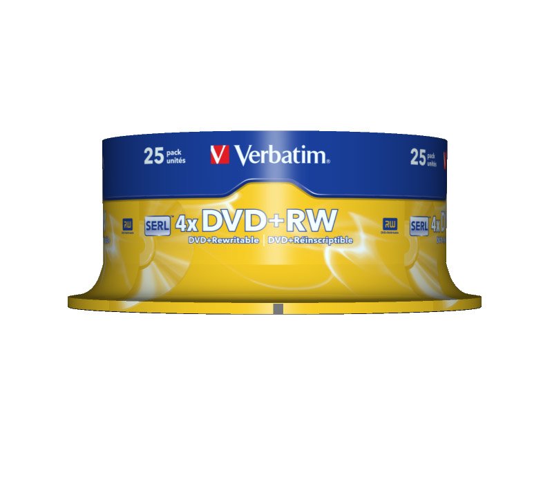 Dvd+Rw Verbatim 4,7gb 25pcs Pack 4x Spindel Silver Retail