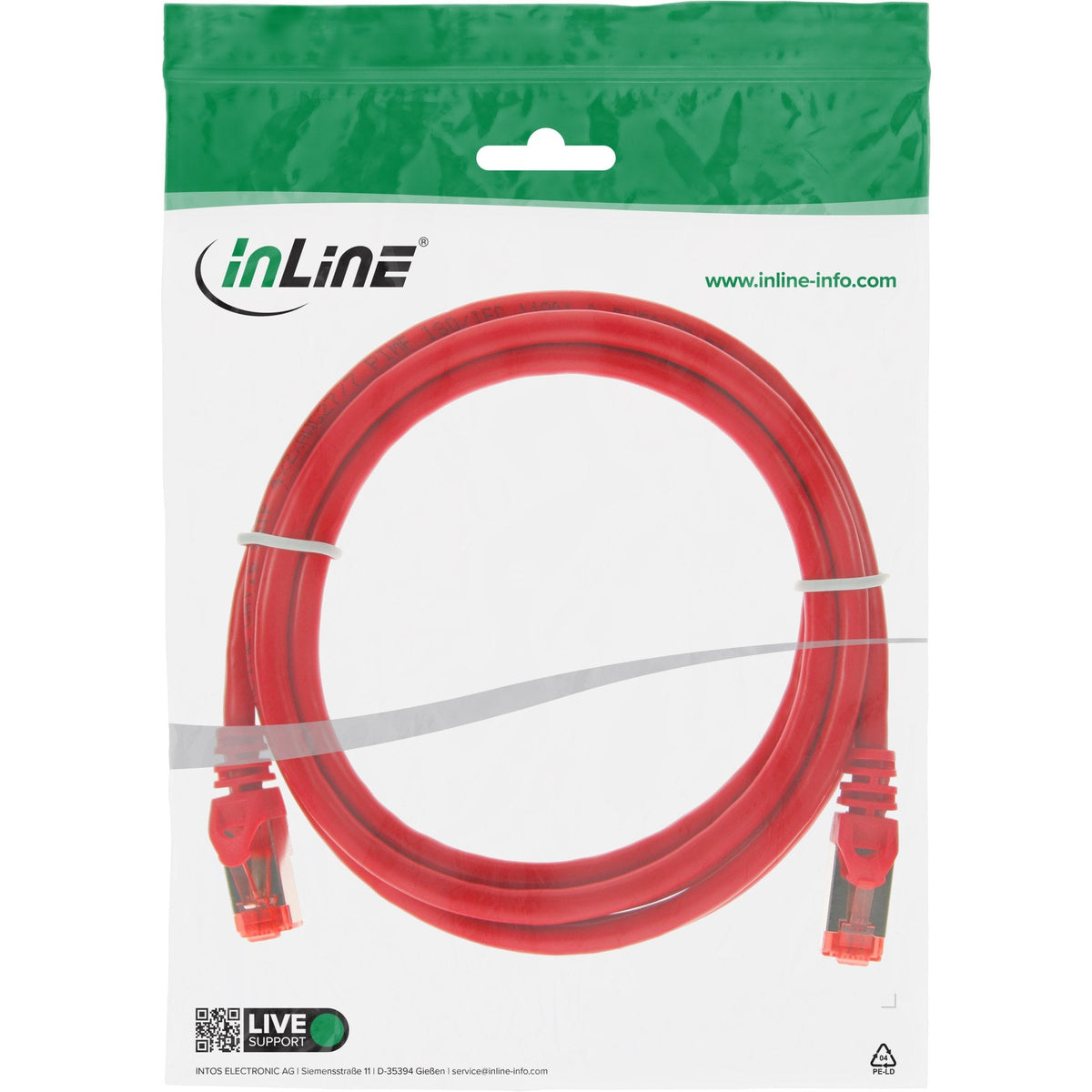 Cable De Red Inline S/Ftp Pimf Cat.6 250mhz Pvc Cca Rojo 2m