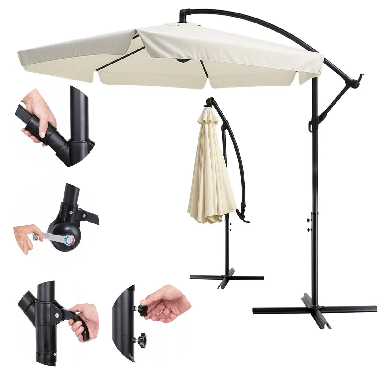 Black Forest Parasol Ogrodowy Z Boczkami Na Wysiegniku 3m Duzy Bezowy L-0713n