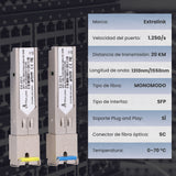 Extralink Sfp 1.25g  Sfp Wdm Módulo  1,25gbps, 1310/1550nm, Single Mode, 20km, Sc, Dom, Pair