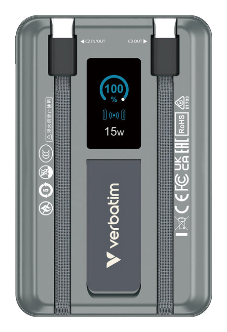 EAN 0023942322726 - Verbatim 32272 batería externa Polímero de litio 10000 mAh Cargador inalámbrico Gris imagen 2