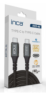 Inca Usb-Cable Usb-C4.0 40gbps Pd3.1 240w 8k-Ultrahd 0.80m
