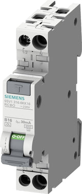 Siemens 5sv13166kk13 Fi/Ls Kompakt Rcbo 1p+N 6ka Typa 30ma B13 230v
