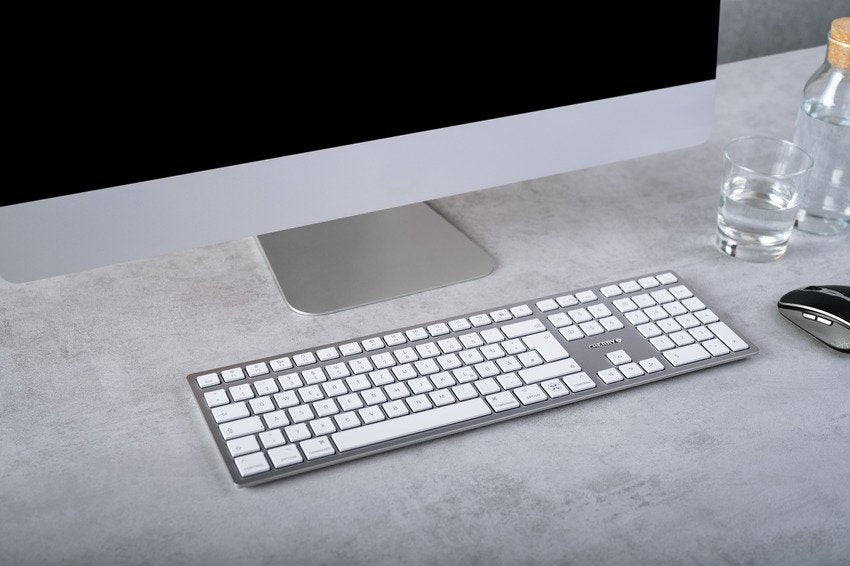 Teclado Alemán Cherry Kw 9100 Slim For Mac Usb + Bluetooth Qwertz Plata