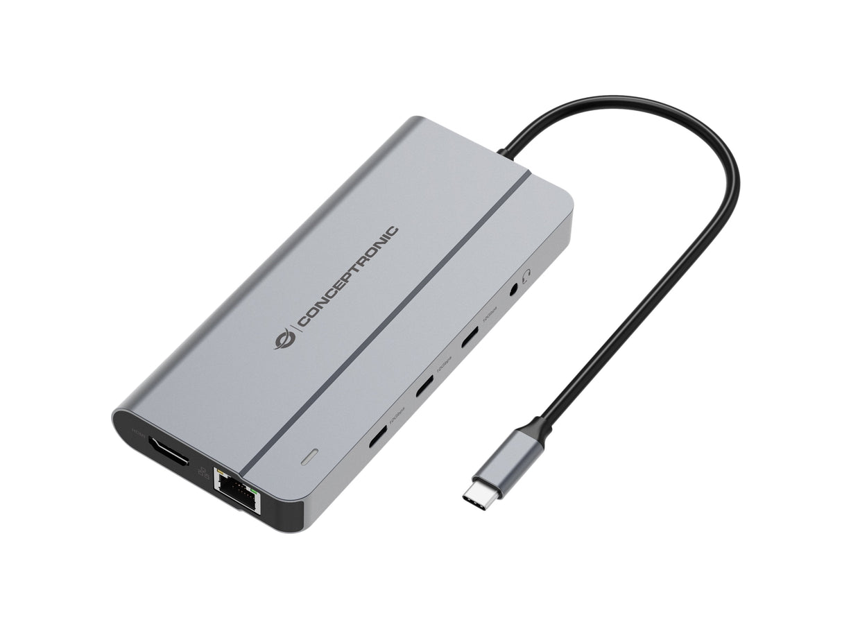 Docking Usb-C Conceptronic Donn34g 1xhdmi 1xvga 1xrj45 2xusb-A 2xusb-C Lector Tarjetas Audio Pd100w