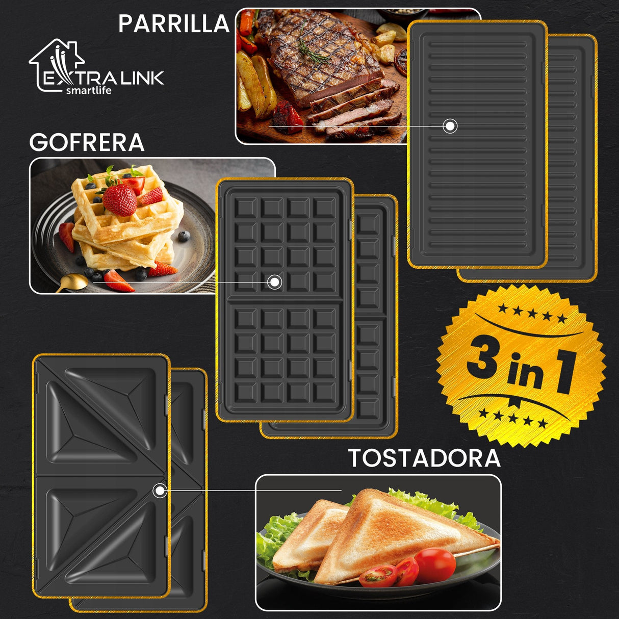 Extralink Smart Life Grill Sandwich & Waffle Maker Sj-37a