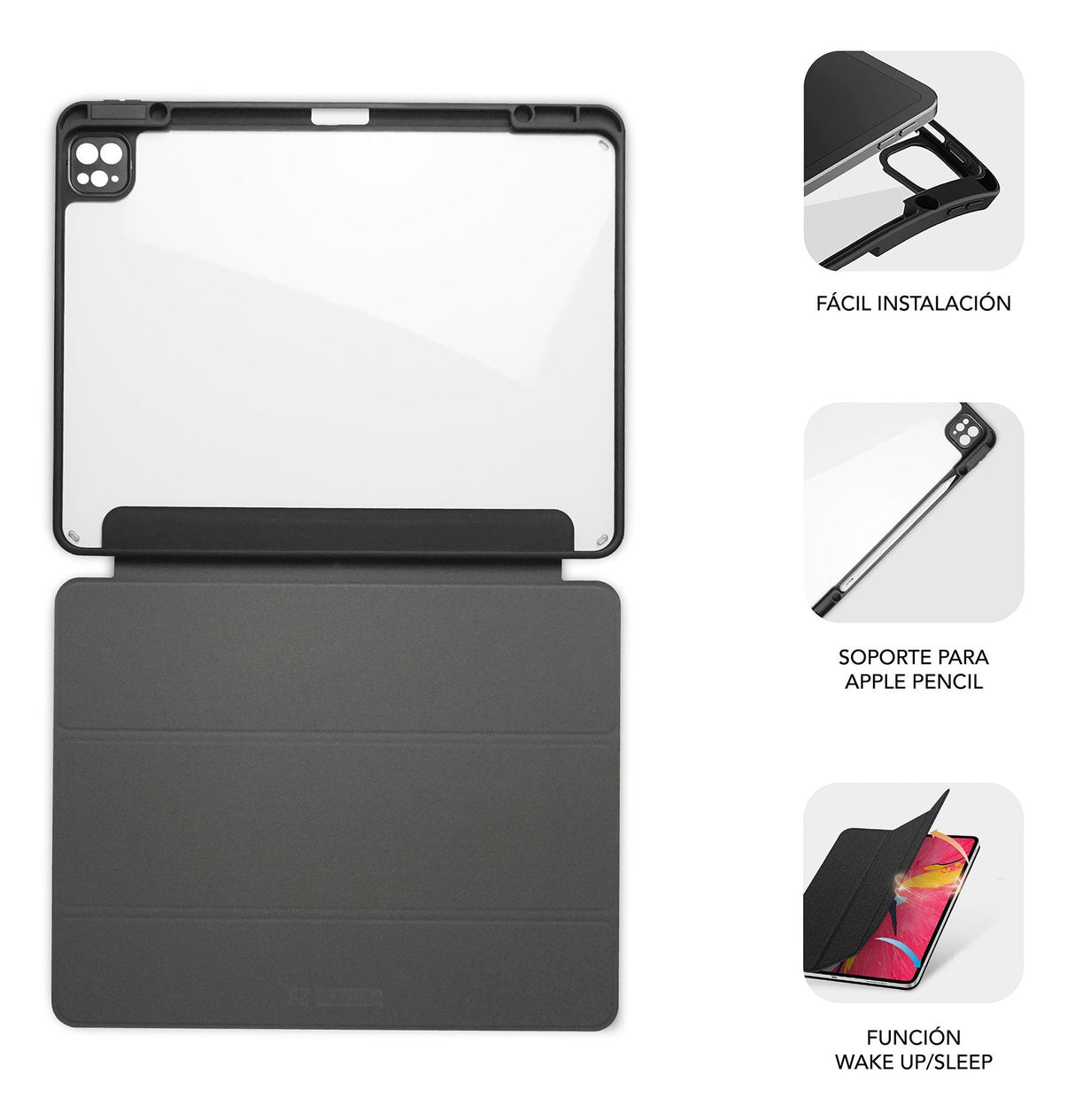Funda Subblim Clear Shock Case Para Ipad Pro 12.9' 2024 M4 Negra