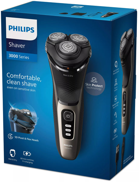 EAN 8720689018586 - Philips S3242/12 afeitadora Máquina de afeitar de rotación Recortadora Negro, Oro imagen 2