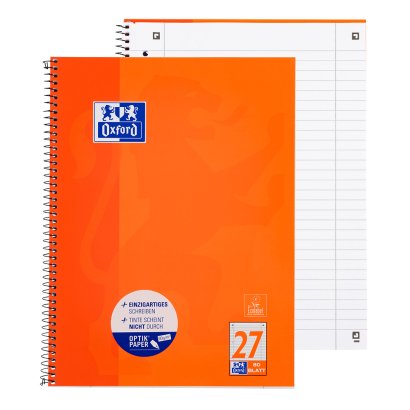 Oxford Collegeblock A4+220x295mm 80 Bl. Liniert Rand L+R