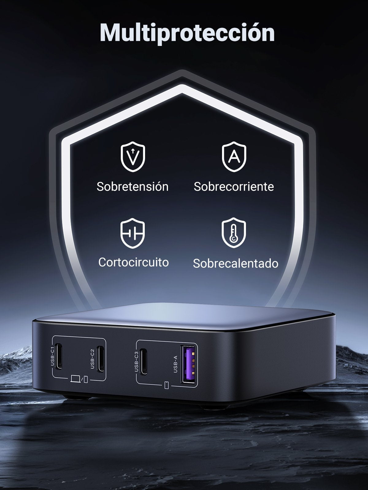 Cargador Rápido De Escritorio Ugreen Nexode 1*Usb-A + 3*Usb-C 100w