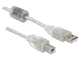 Delock Cable Usb 2.0 Typ-A Macho > Usb 2.0 Typ-B Macho 0,5 M Transparente