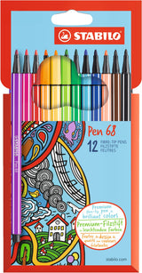 Stabilo Pen 68 - Rotulador - Mixto Colores - Tinta A Base De Agua - 1 Mm - Medio (Paquete De 12)