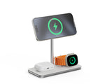Soporte Base De Carga Inalambrico 3en1 Magsafe Plata Linq Carga Magnética Qi2/ Certificación Mfi Para Apple Watch