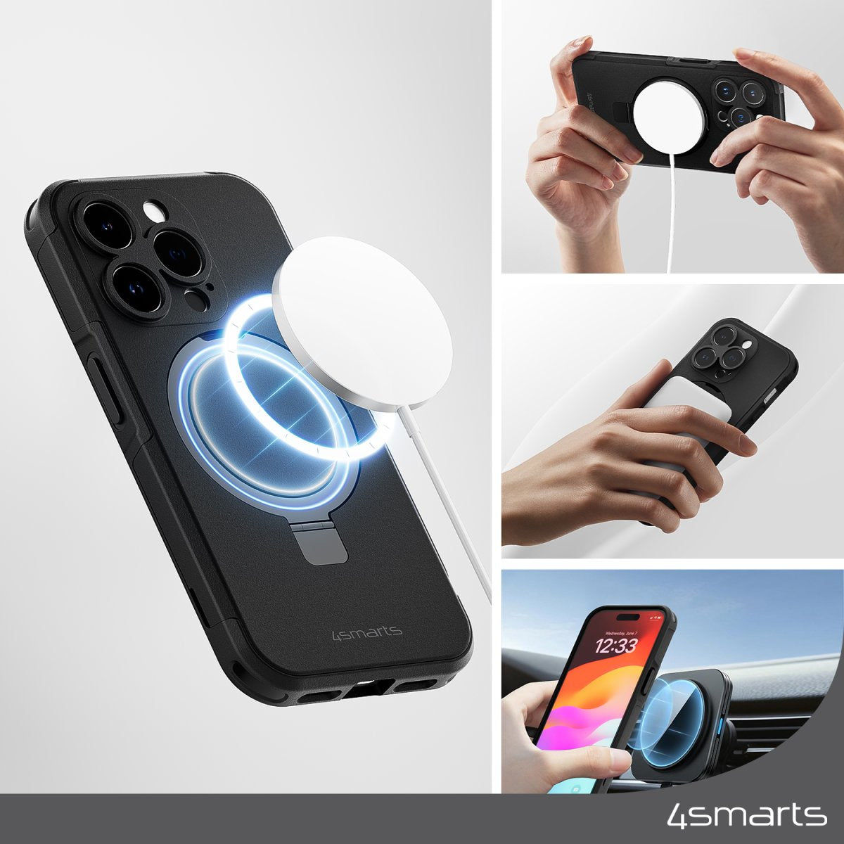 4smarts Defend Funda Magic Stand Para Apple Iphone 15 Plus Magsafe-Kompatibel