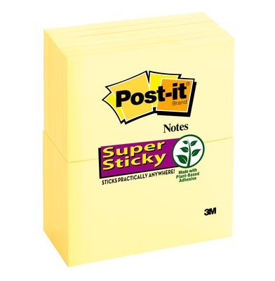 Pack 12 Blocs 90 Hojas Notas Adhesivas 76x127mm Super Sticky Canary Yellow Caja Cartón 655-12sscy-Eu Post-It 7100290175