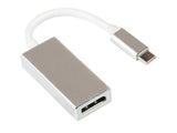 Adapter Usb-C Stecker An Displayport 1.2 Buchse, 4k   Uhd @60hz, Aluminium-Gehäuse, Silber, Ca. 15cm, Good Connections®