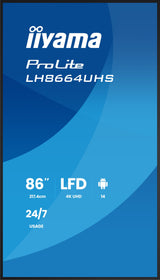 EAN 4948570125357 - iiyama LH8664UHS-B3AG pantalla de señalización Pantalla plana para señalización digital 2,17 m (85.6") Wi imagen 3