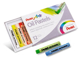 Pentel Oil Pastels Pack De 12 Pasteles Oleo - Blandos, Cremosos Y De Secado Lento - Colores Surtidos