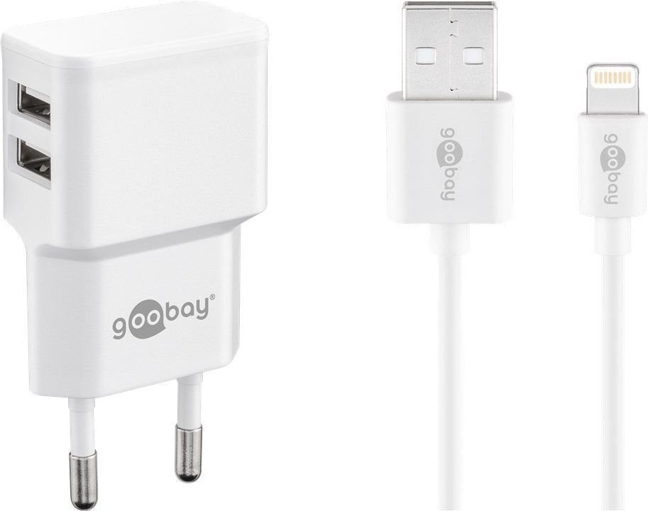 Goobay Cargador Pared Dual Con Cable Lightning, 44979