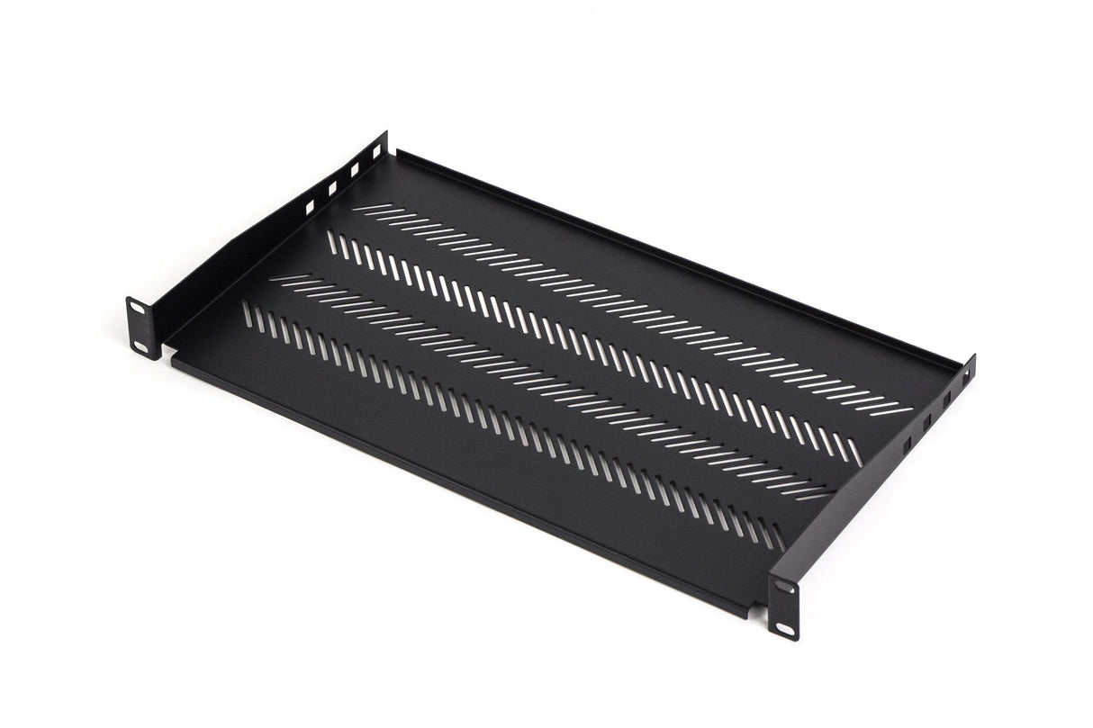 1u Fixed Shelf 19", Depth 250 Mm, Load Capacity 15 Kg, Mounting At 2 Points, Screws Included, Black (Ral 9005)