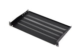 1u Fixed Shelf 19", Depth 250 Mm, Load Capacity 15 Kg, Mounting At 2 Points, Screws Included, Black (Ral 9005)