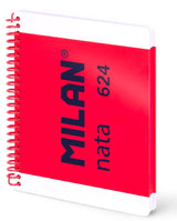 Milan Cuaderno Espiral A5 80h 95gr 5x5mm Tapa Dura Colección Nata® 624 Since 1918 Rosa