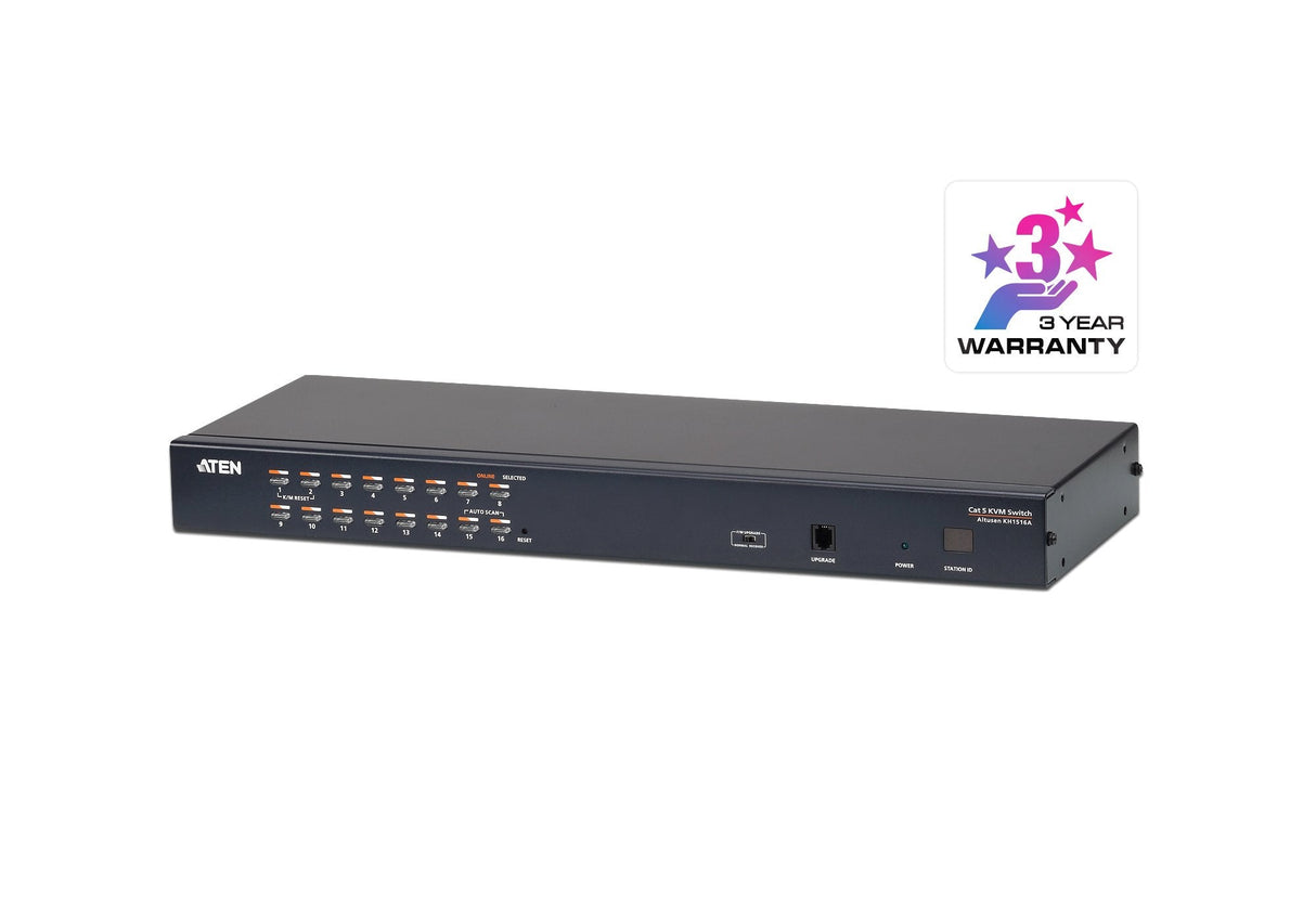 Aten Kh1516a, Switch Kvm Cat.5 De 16 Puertos Con Puerto Para Conexión En Cadena, 19", 1u